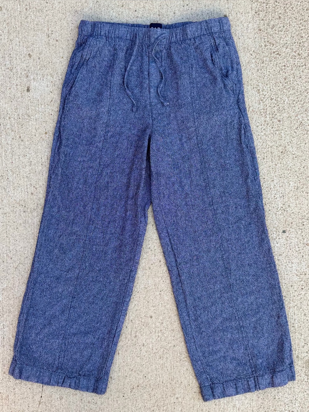 GAP Linen Rayon Blend Pull On Wide Leg Pants Blue Chambray Size S